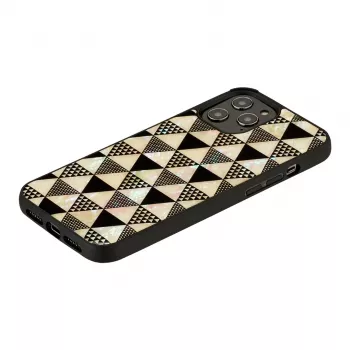 Etui ochronne iKins na Apple iPhone 12 / 12 Pro — wzór piramidy, czarne