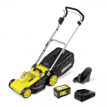 Kosiarka prowadzona Karcher LMO 3-18, akumulator 18 V, szerokość cięcia 340 mm, do 350 m², wysokość 25–60 mm