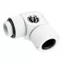 Złączka BitsPower BP-DWE90RMLA12 — mosiężna złączka kątowa 90°, biała, Ø 12 mm