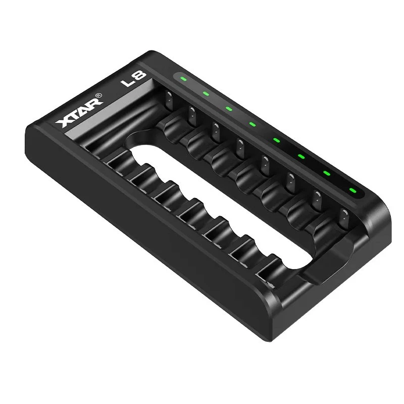 Ładowarka do akumulatorów AA/AAA 1,5 V i 1,2 V, inteligentna – 8 gniazd