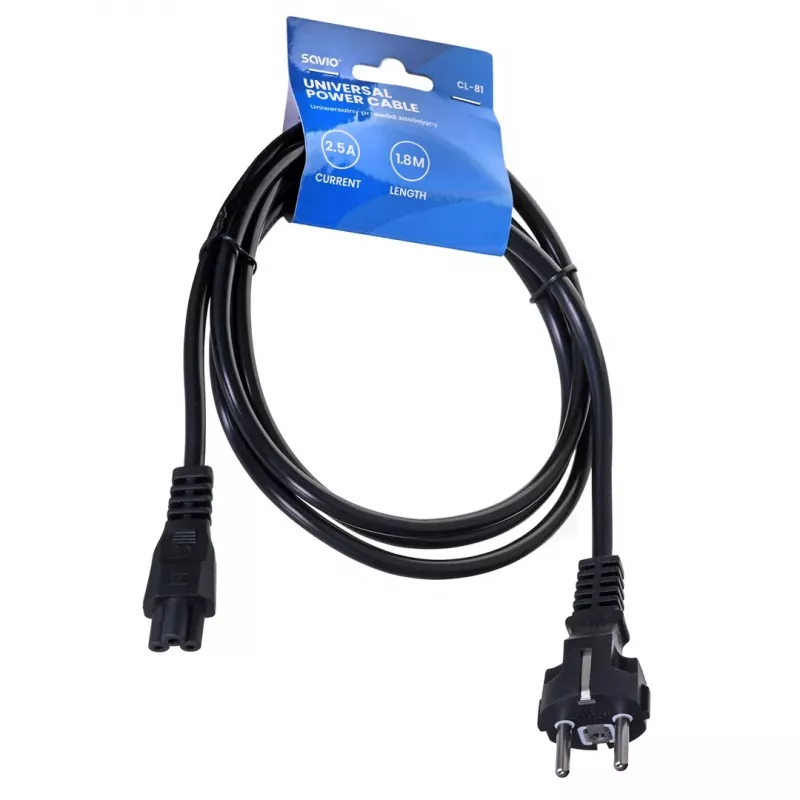 Kabel zasilający Savio CL-81 Czarny 1.8 m wtyczka zasilania typu E IEC C5