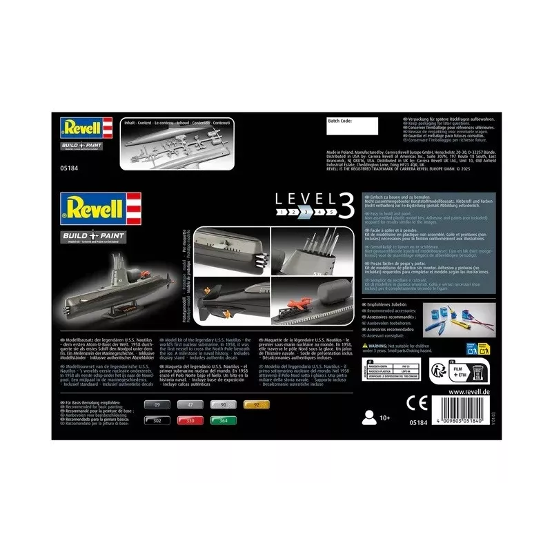 Plastikowy model statku REVELL U.S.S. Nautilus skala 1:305, zestaw 05184