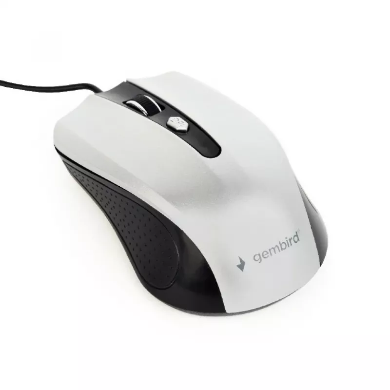 Przewodowa symetryczna mysz optyczna GEMBIRD MUS-4B-01-BS, USB typu A, 1200 DPI, 4 przyciski, czarno-srebrna