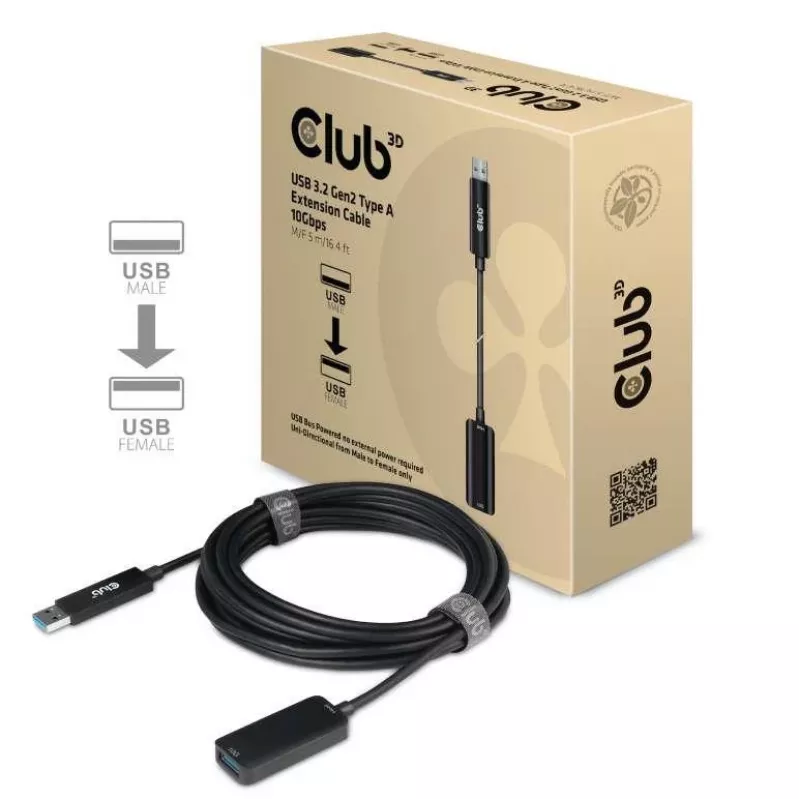 CLUB3D USB 3.2 Gen2 Type A Extension kabel 10Gbps M/F 5m/16.40ft