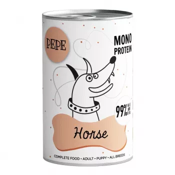 Mokra karma dla psów PAKA ZWIERZAKA Pepe Horse — puszka 400 g, psy dorosłe, monobiałkowa, 10,9% białka, 4% tłuszczu