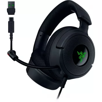 Razer Kraken V4 X - Przewodowy zestaw słuchawkowy do gier na PC (przetworniki TriForce 40 mm, chowany mikrofon kardioidalny, dźwięk przestrzenny 7.1, podświetlenie Chroma RGB, dla PC, konsol i telefonu)