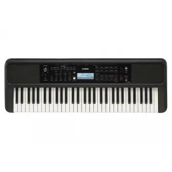 klawiatura YAMAHA PSR-E383 — 61-klawiszowy przenośny klawiatura MIDI, wyświetlacz LCD, USB, wbudowane głośniki, zasilany bateriami (6), czarny