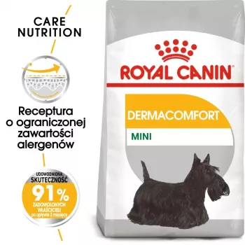 ROYAL CANIN Mini Dermacomfort - sucha karma dla dorosłych psów małych ras o wrażliwej skórze skłonnej do podrażnień - 3kg