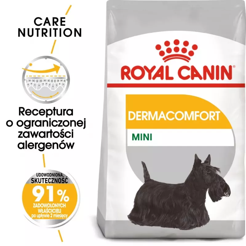 ROYAL CANIN Mini Dermacomfort - sucha karma dla dorosłych psów małych ras o wrażliwej skórze skłonnej do podrażnień - 3kg