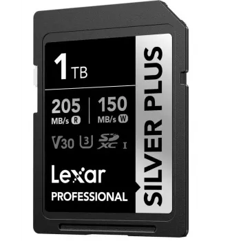 Karta pamięci SDXC Lexar Professional SilverP UHS‑I 1 TB, odczyt 205 MB/s, zapis 150 MB/s, UHS‑I