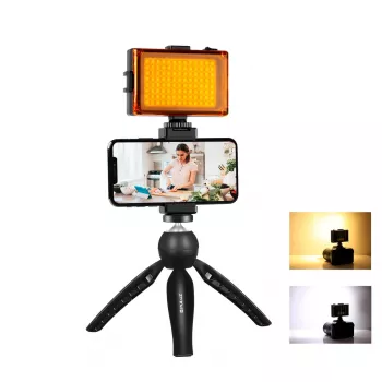 Statyw Puluz PKT3131B z wbudowaną lampą LED i uchwytem na telefon