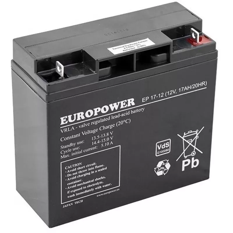 Akumulator AGM europower EP Series 12V 17Ah – żywotność 6–9 lat