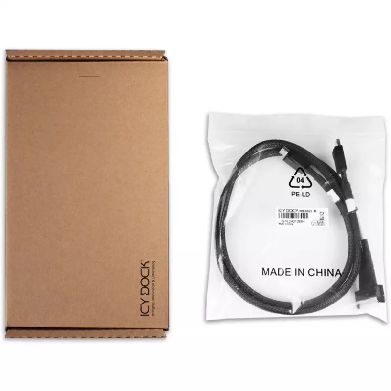 Wspornik konwertera napędów icybox MCIO 8i 74-pin SFF-TA-1016 na 2× OCuLink 42-pin 4i MB302L-B