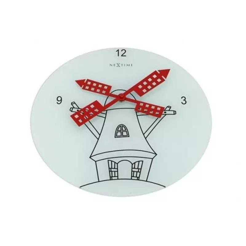 NeXtime klok 8807 Windmil, Ø30 cm, ścienny, biały/czarny/czerwony