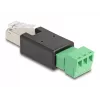 DeLOCK 66607 adapter złączy RJ45 3-pinowy blok zaciskowy Czarny Zielony