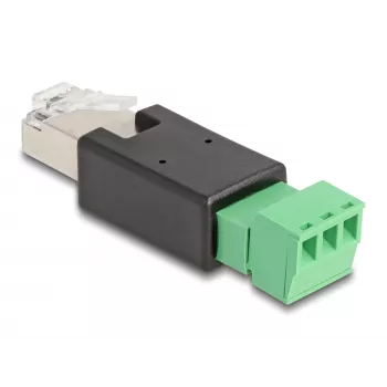 DeLOCK 66607 adapter złączy RJ45 3-pinowy blok zaciskowy Czarny Zielony