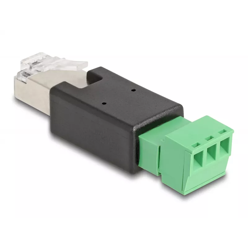 DeLOCK 66607 adapter złączy RJ45 3-pinowy blok zaciskowy Czarny Zielony