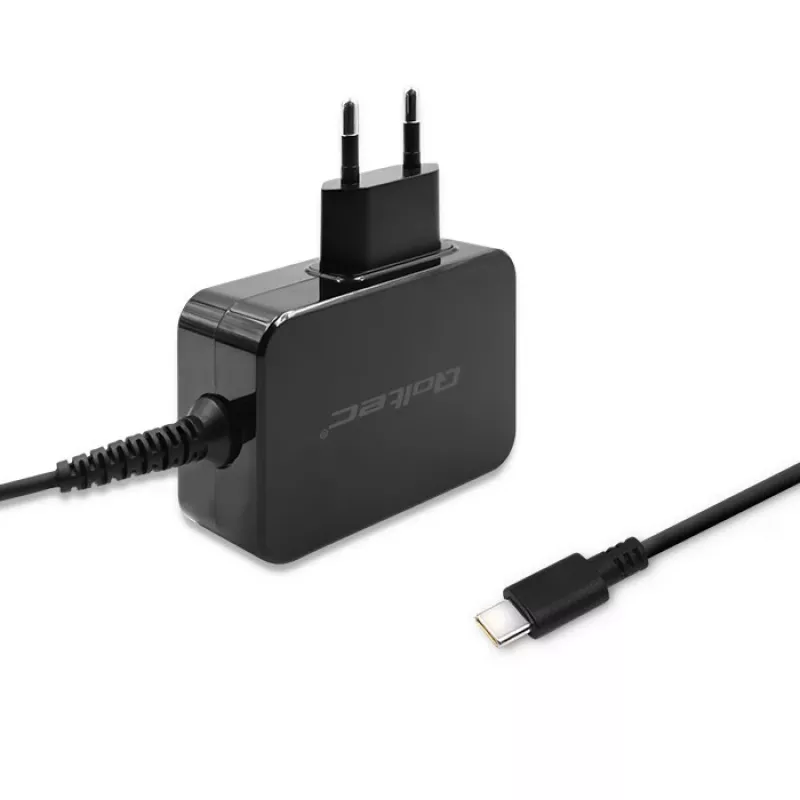 Ładowarka do urządzeń mobilnych QOLTEC 51024 — Uniwersalna ładowarka sieciowa AC, 65W PD, 20V/3,25A, kabel 1,2m, czarna