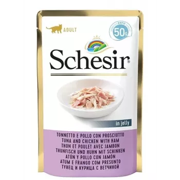 SCHESIR w galarecie Tuńczyk i kurczak z szynką - mokra karma dla kota - 50 g