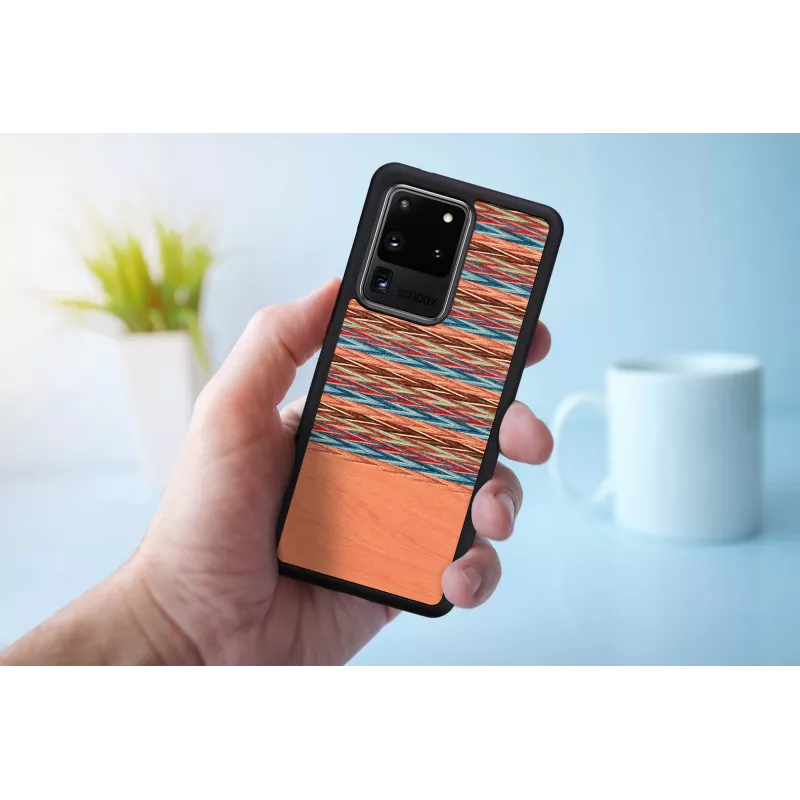 Etui na telefon man and wood do Samsung Galaxy S20 Ultra — brązowa krata z czarnymi wykończeniami