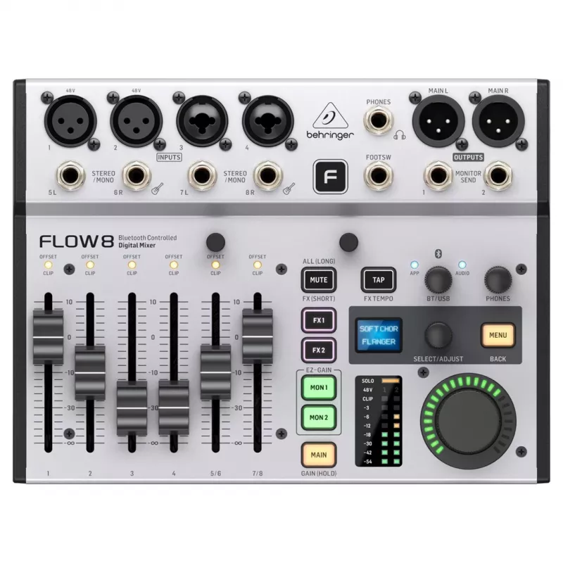 Mikser cyfrowy Behringer FLOW 8 — 8-kanałowy mikser z interfejsem audio USB