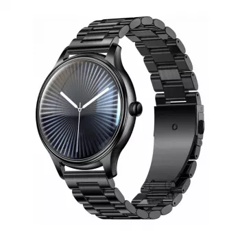 Smartwatch Colmi L28 z czarną kopertą i czarną stalową bransoletą