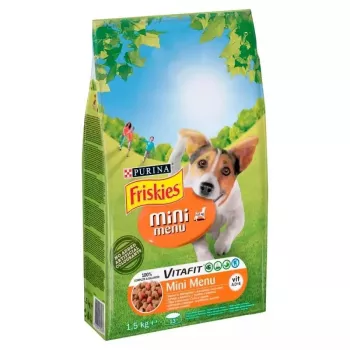 Sucha karma dla psów Purina Nestle FRISKIES Mini Menu Kurczak z Warzywami 1,5 kg — dorosłe małe rasy, 25% białka, 12% tłuszczu