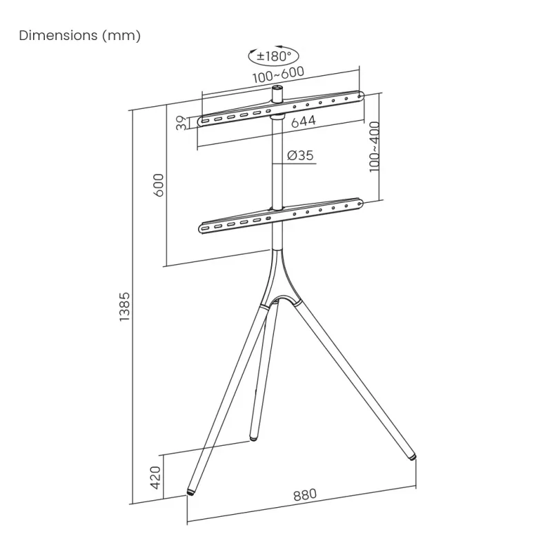 Uchwyt montażowy SBOX FS-1246F nachylenie 45–65°, udźwig 32 kg, platforma 600×400 mm