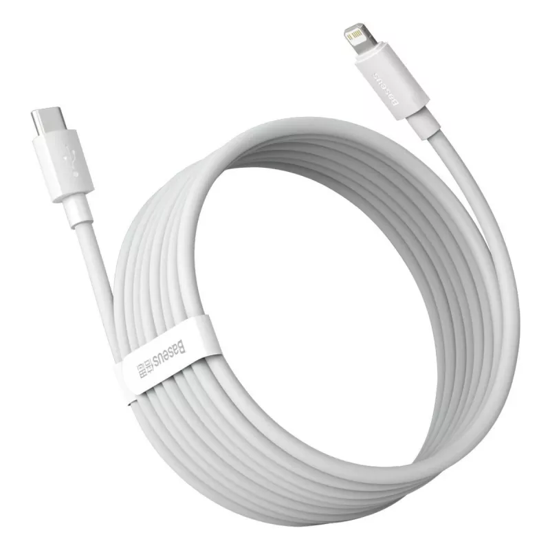 Baseus Simple Wisdom Data kabel Kit USB-C do Lightning PD 20W (2 szt./zestaw) 1,5 m biały