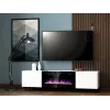 Szafka RTV Cama Meble PAFOS EF z kominkiem elektrycznym 180×42×49 cm, biały mat