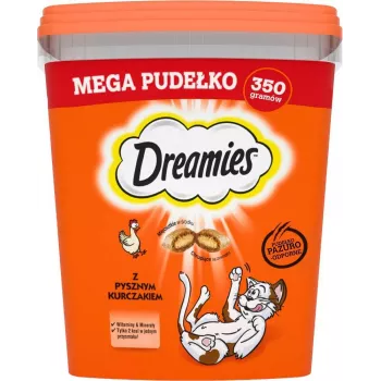 Przysmaki Dreamies mieszane smaki z kurczakiem i serem 350 g — chrupiąca mięsna przekąska dla dorosłych kotów, białko 22%, tłuszcz 22%