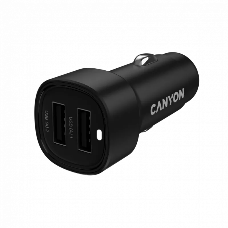 Ładowarka samochodowa CANYON OnDrive 24 24W 2xUSB-A Czarny