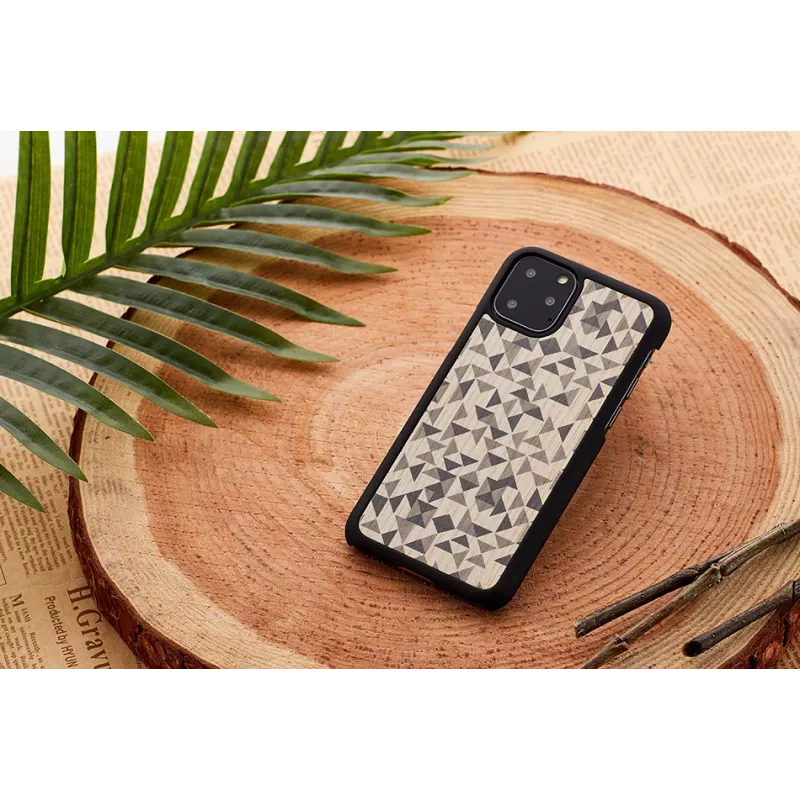 Etui na telefon man and wood do iPhone 11 Pro Max — czarny wzór mono triangle