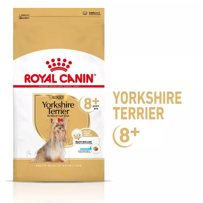 Sucha karma dla psa Royal Canin Yorkshire Terrier 8+ 1.5 kg — drób, senior małej rasy, 29% białka, 18% tłuszczu