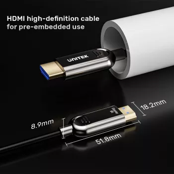 Kabel HDMI Unitek C11085GY01-15M — HDMI Typ A na A, 30 m, HDMI 2.1, 8K@60Hz, 4K@144Hz, pozłacane styki, czarny