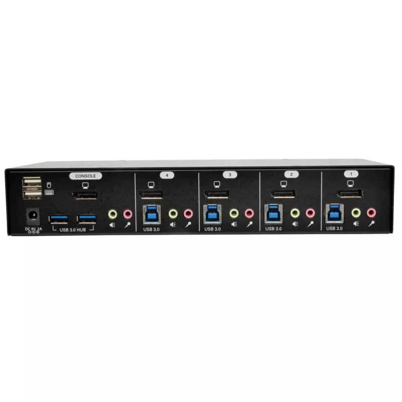EATON TRIPPLITE 4-portowy przełącznik KVM DisplayPort z kablami audio i hubem USB 3.0 SuperSpeed (B004-DPUA4-K)