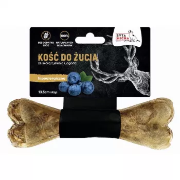 Gryzak dentystyczny dla psa SYTA MICHA Deer Skin and Berry 13,5 cm — przysmak dentystyczny, smak dziczyzny, bezglutenowy i bez konserwantów