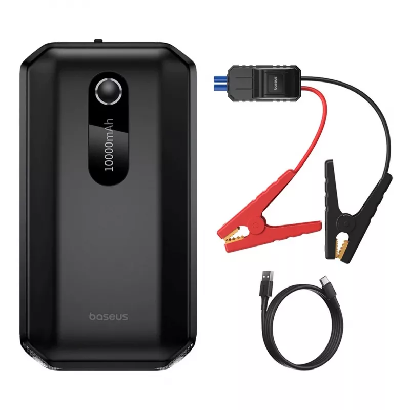 Baseus BS-CH001 - urządzenie rozruchowe, booster 10000 mAh 12V (1000 A / 500 A) + zaciski krokodylkowe (czarny)