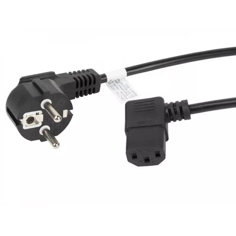 Kabel zasilający LANBERG CA-C13C-12CC-0018-BK, 2 m, złącze C13 do CEE7/7, czarny, kątowe C13