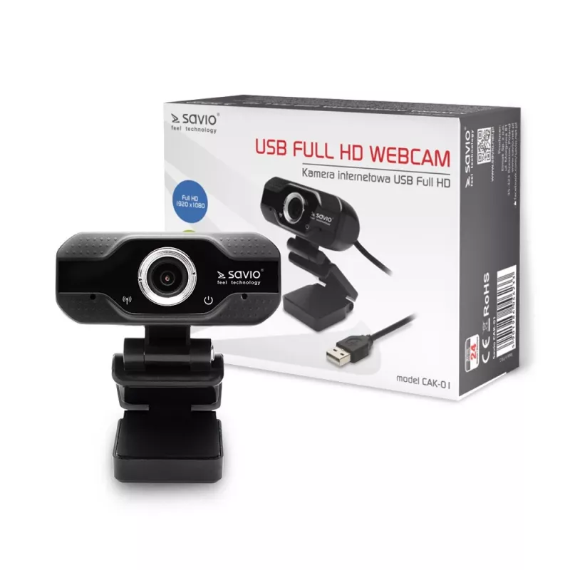 Kamera internetowa Savio Webcam USB Full HD z wbudowanym mikrofonem