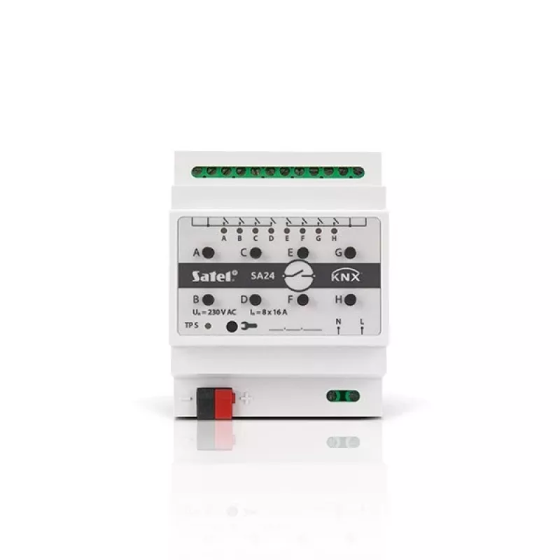 Aktor przełączający Satel KNX-SA24 8 kanałów do montażu na szynie DIN 3680 W