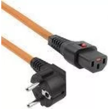 ACT Przewód zasilający CEE 7/7 męski (kątowy) - C13 IEC Lock pomarańczowy 2 m, EL247S