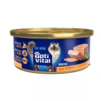 OptiVital puszka mini - mus dla dorosłych kotów z indykiem 85g