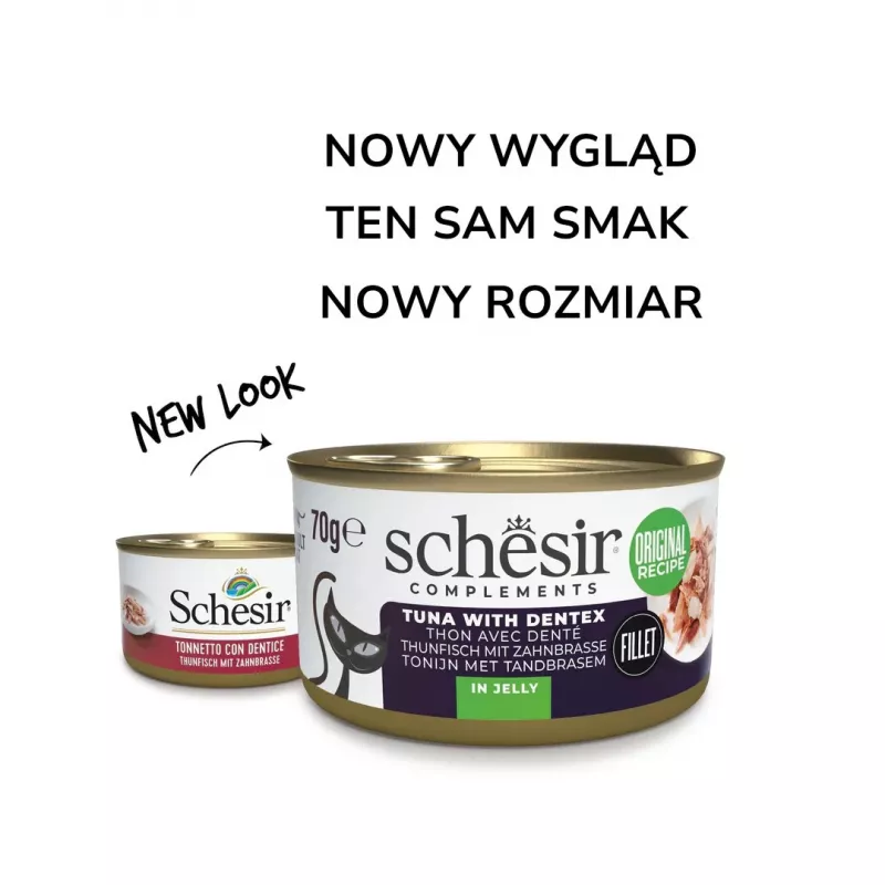 Schesir Oceanic Adult mokra karma dla kotów z tuńczykiem i dentexem, 70 g