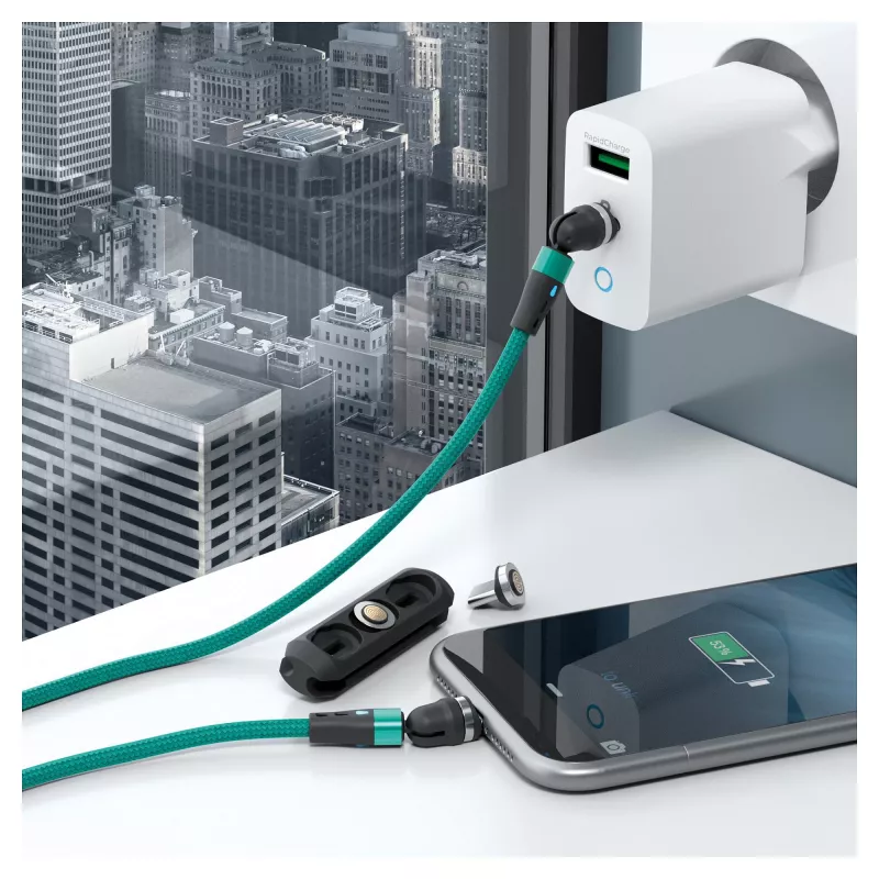 Kabel USB RealPower MagneticCharge2 1 m Zielony Szybkie Ładowanie Transfer Danych