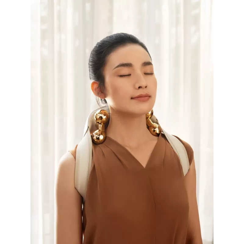 SKG H7 Ultra-E - Złote głowice masujące, Masaż combo, Masaż uciskowy, Masaż ugniajacy, Masaż wibracyjny, Szyja, Ramiona, Złoty, Plastik, Przyciski, Bateria