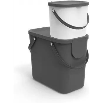 Pojemnik na odpady Rotho Albula prostokątny plastikowy 6 L, antracyt, 200×235×208 mm