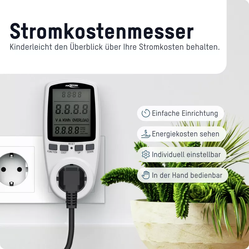 Miernik kosztów energii ANSMANN APM2 120-0007 z wyświetlaczem LCD