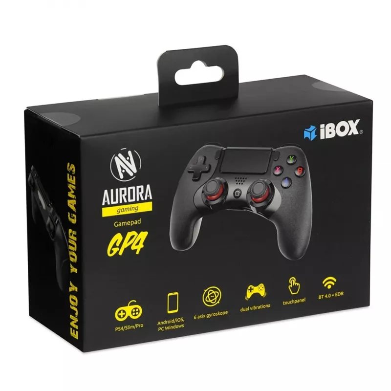 IBox IGP4 Gamepad Bluetooth Czarny Perfekcyjny do Gier Analogowo/Cyfrowy Android, PC, PlayStation 4, iOS
