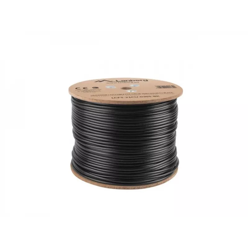 Kabel sieciowy LANBERG Cat5e LCF5-21CU-0305-BK, miedź F/UTP, 305 m, 24 AWG, płaszcz PE, czarny